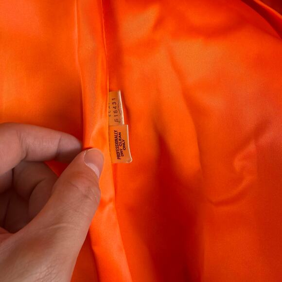 VTG L.C. Mae California Red Wool Coat Fur Trim Collar Hem Mid-Century Long XS - Picture 9 of 13